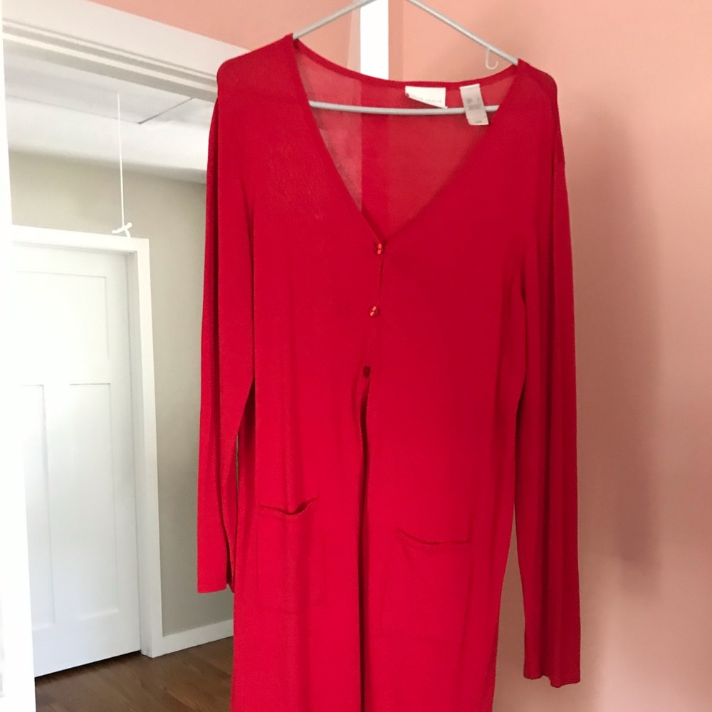 Knee length jersey cardigan